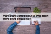 中国农业大学研究生招生信息网（中国农业大学研究生招生信息网报录比）