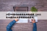 2013中国药科研究生初始成绩（2021年中国药科大学考研成绩查询）