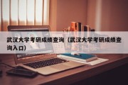 武汉大学考研成绩查询（武汉大学考研成绩查询入口）